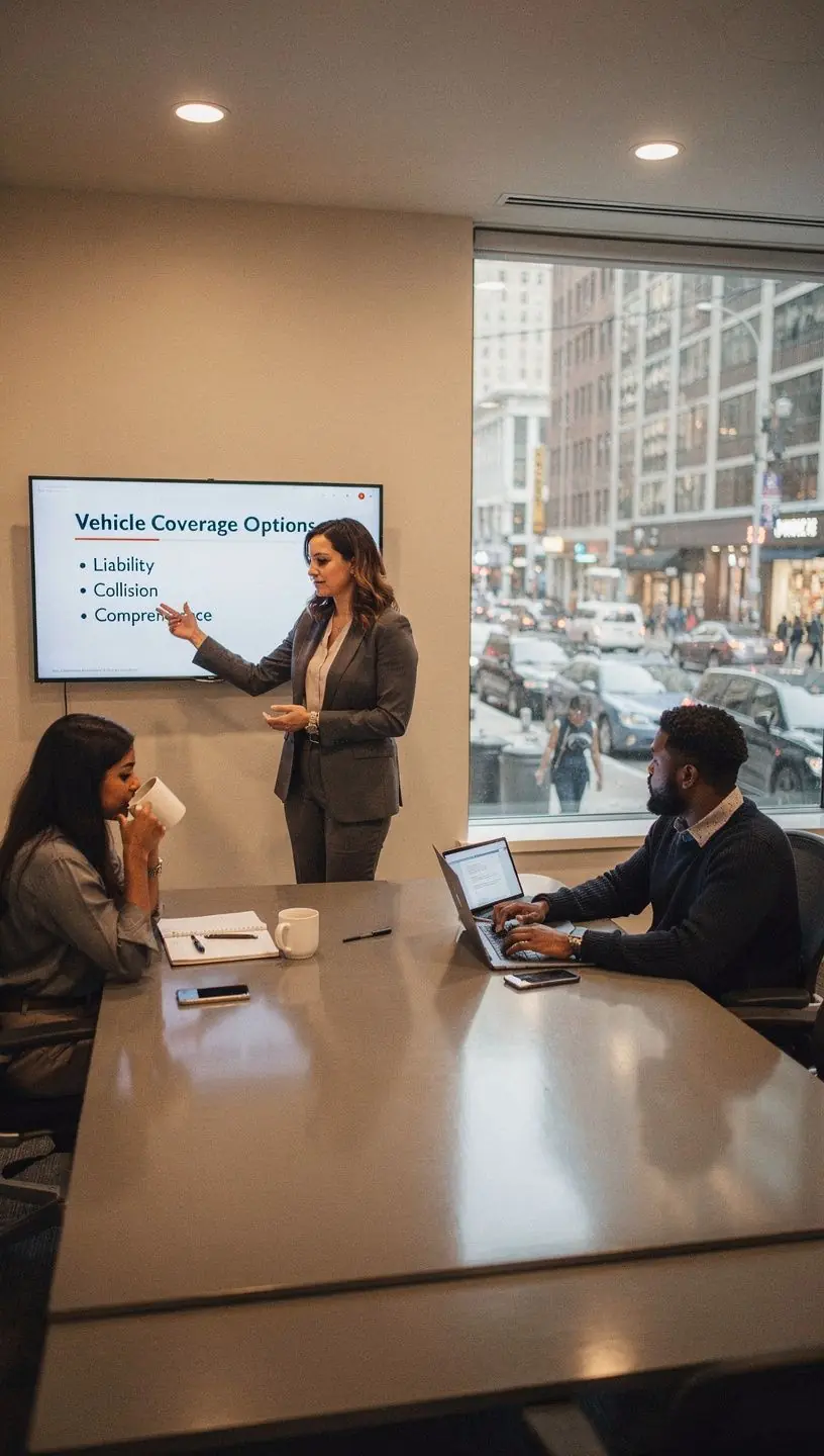 Klient przeglądający dokumenty ubezpieczeniowe w biurze