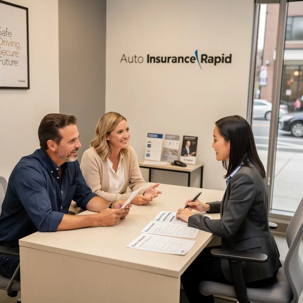 Zespół specjalistów zajmujących się ubezpieczeniami samochodowymi w akcji.